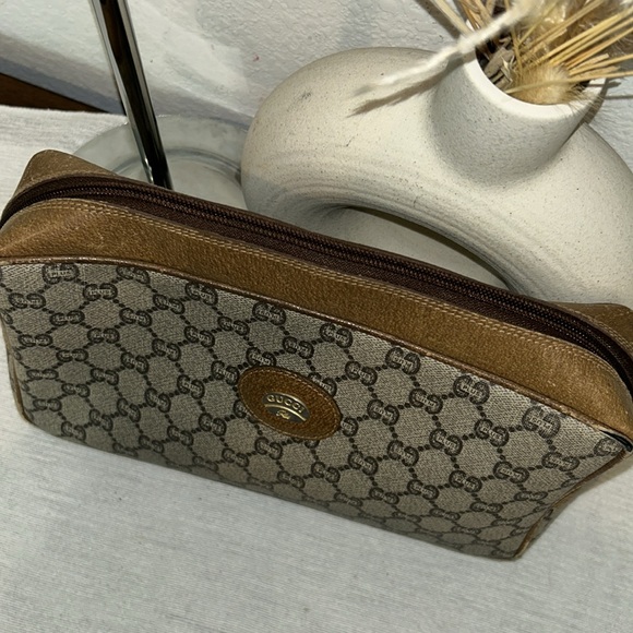 GUCCI GG Plus Monogram Large Leather and Canvas Clutch Bag - Picture 11 of 13